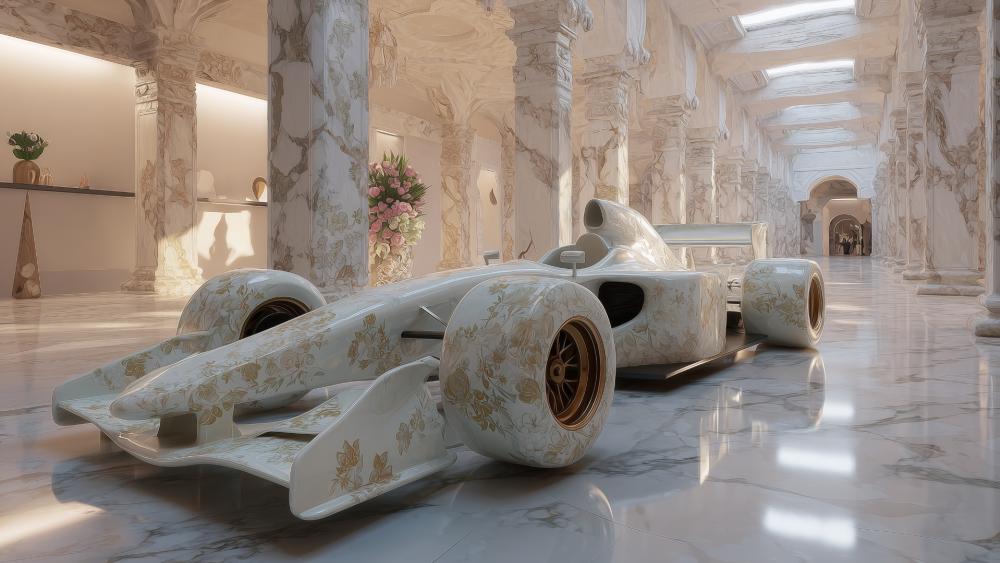 Gilded Marble Grand Prix Dreamscape in a Palace Hall wallpaper