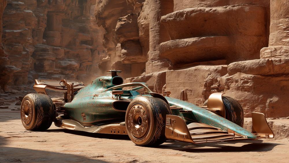 Desert Canyon Grand Prix Fantasy Formula One Speed Machine wallpaper