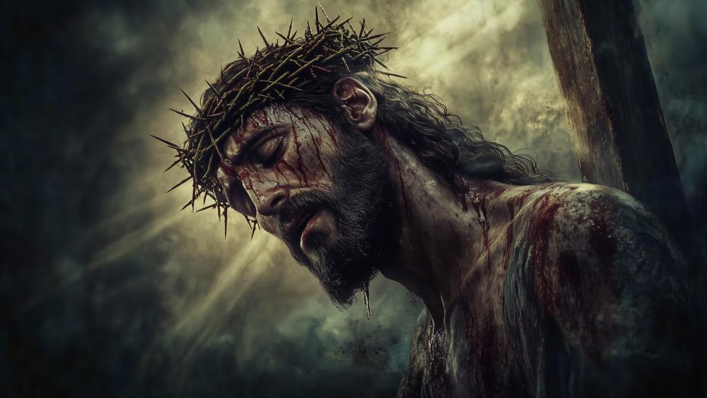 Crown of Thorns Sacred Sacrifice in Stormy Light wallpaper