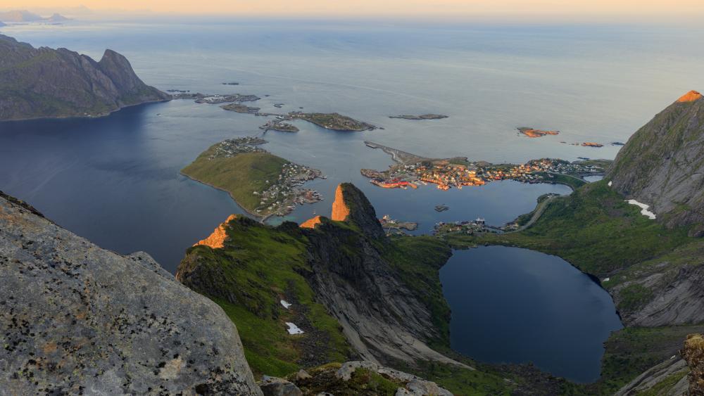 Reinebringen Viewpoint Over Reine Fjords and Lofoten Islands Norway wallpaper