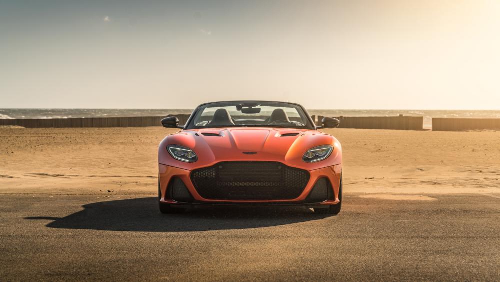 Aston Martin DBS Volante Sunset Beachfront 8K Wallpaper wallpaper