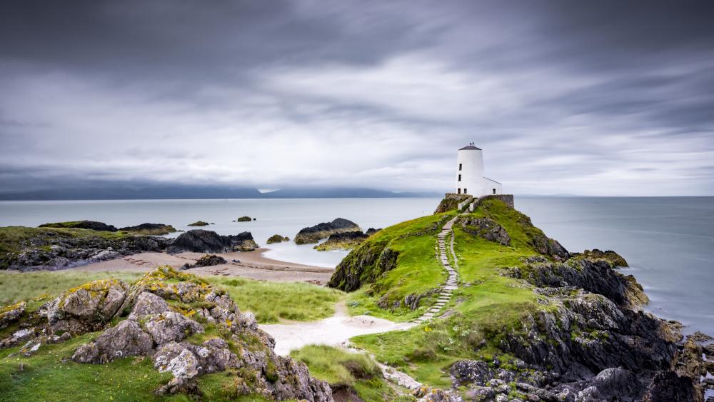 Twr Bach Lighthouse Above the Welsh Sea on Llanddwyn Island wallpaper
