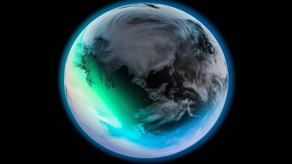 Luminous Earth Horizon Floating in Deep Space Darkness wallpaper