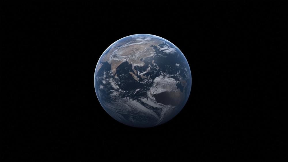 Blue Marble Earth Floating in Deep Black Space wallpaper