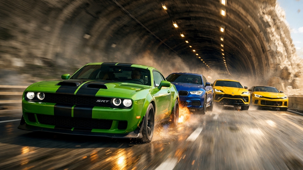 Dodge Challenger SRT Storming a High Speed Tunnel Run wallpaper