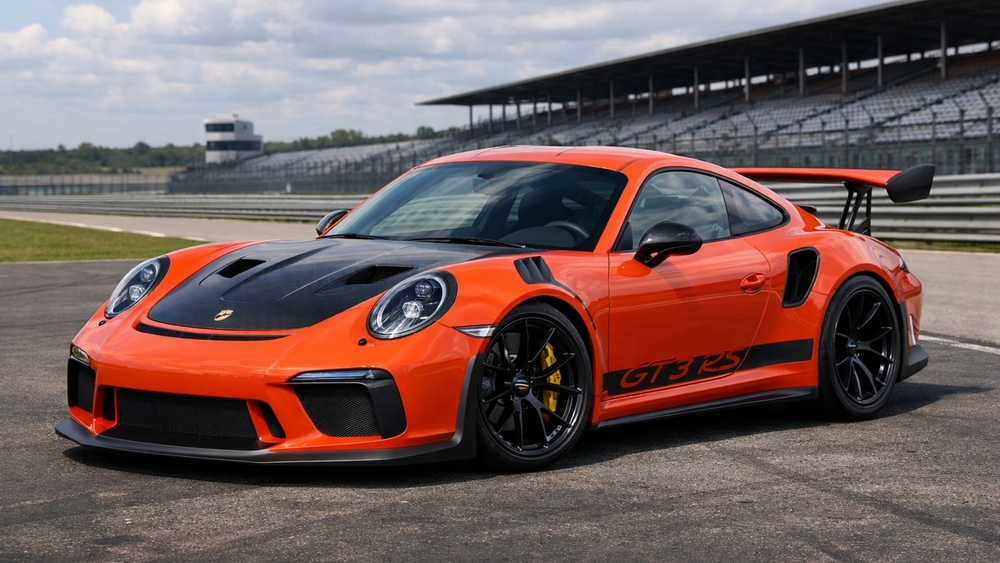 Track Ready Porsche 911 GT3 RS in Vivid Orange wallpaper