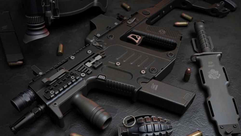 Tactical Loadout on Dark Steel Surface High Detail Military Wallpaper wallpaper