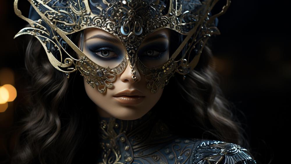 Enchanted Masquerade Queen in Midnight Gold wallpaper