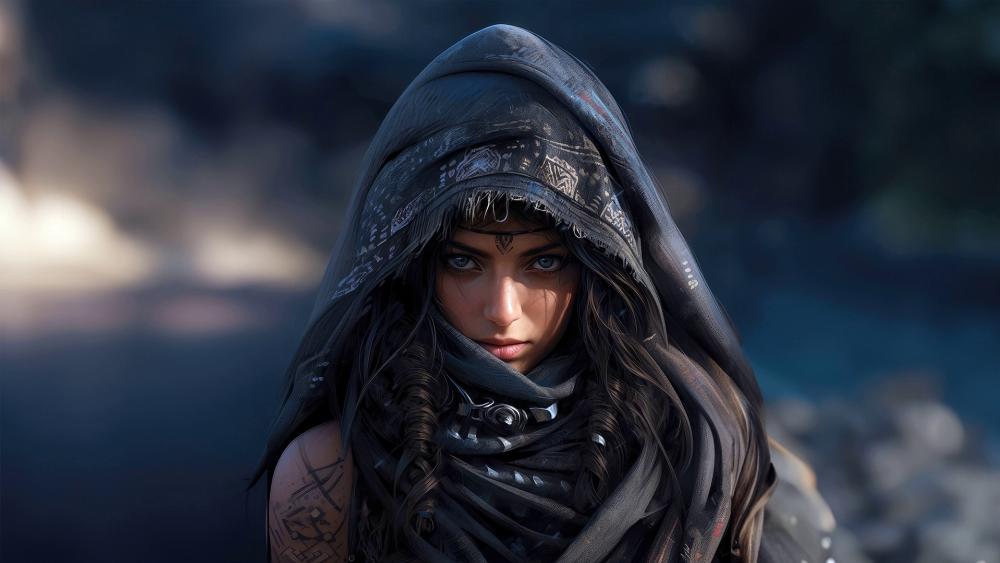Veiled Shadowblade Assassin of the Winter Realm wallpaper