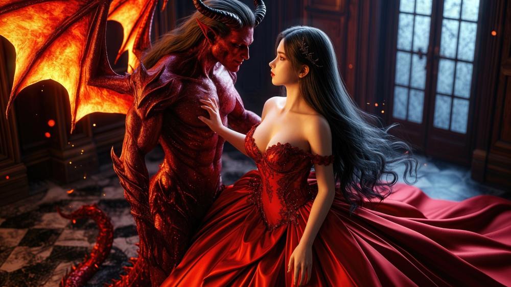 Crimson Pact of Love Between Demon and Mortal wallpaper