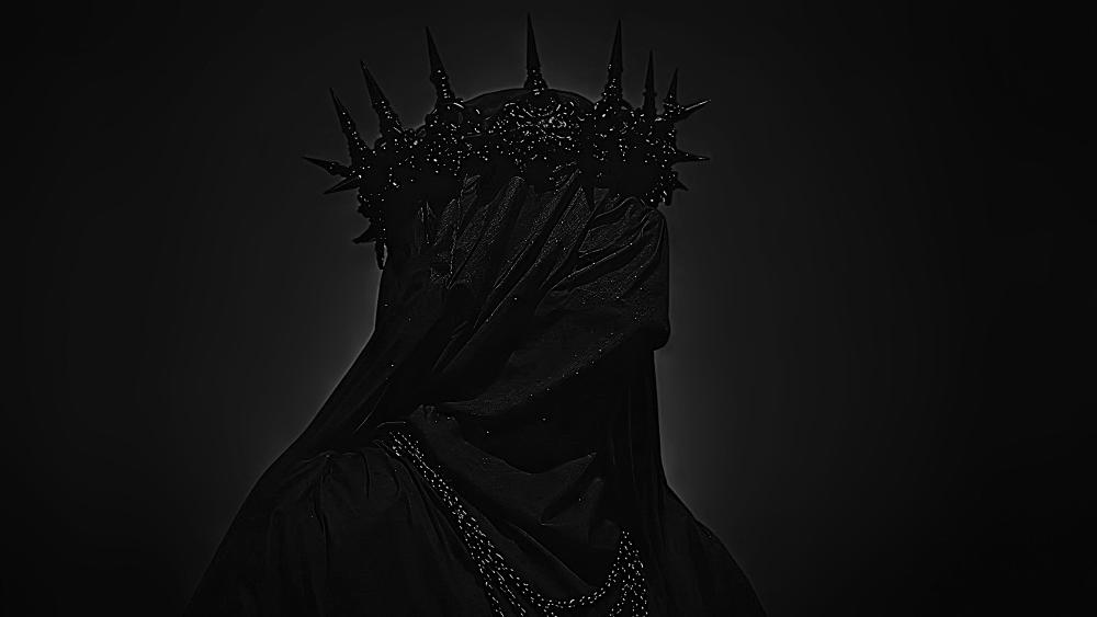Crown of Thorns in Shadowed Majesty on Black 4K Fantasy Art wallpaper