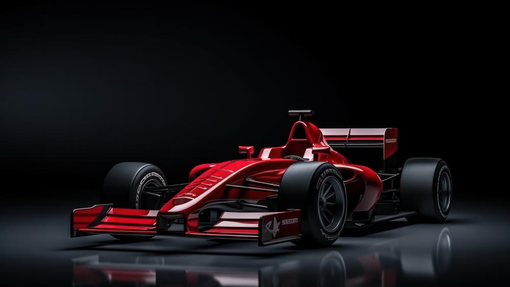 Crimson Formula Racing Machine in Cinematic Studio Lighting wallpaper
