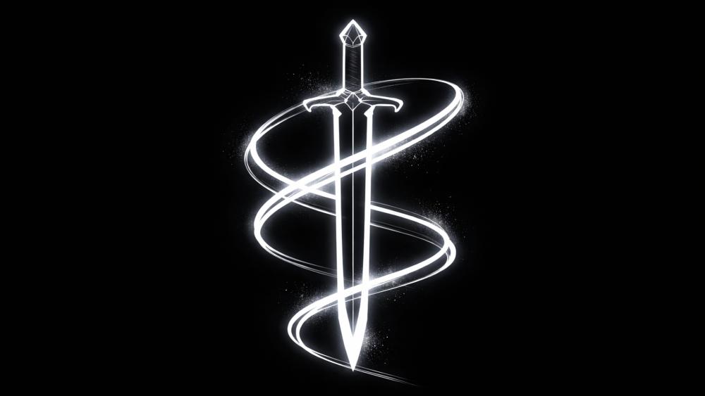 Black sword with neon rim wallpaper