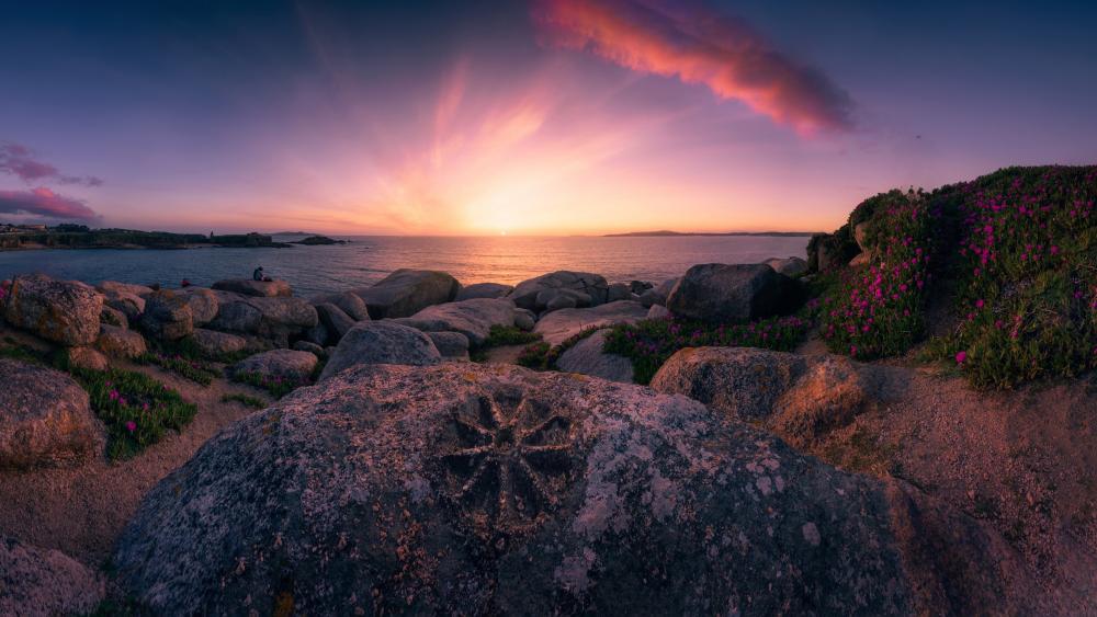 Sunset Glow Over Randaberg Rocky Coastline in Norway 4K wallpaper