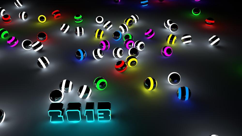 Neon Orbit Spheres 2013 Abstract Glow in 3D Space wallpaper