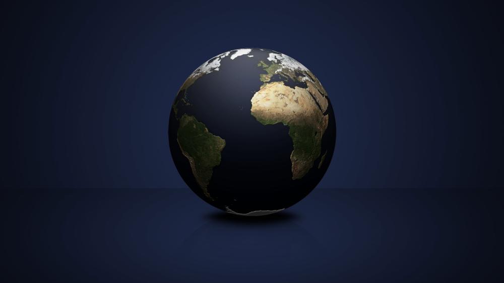 Earth Globe Floating in Deep Space Minimalist Night Backdrop wallpaper