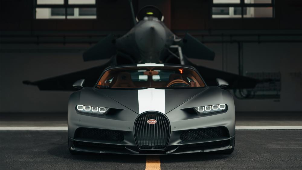 Bugatti Chiron Sport Les Légendes du Ciel Hangar Stance in 5K wallpaper