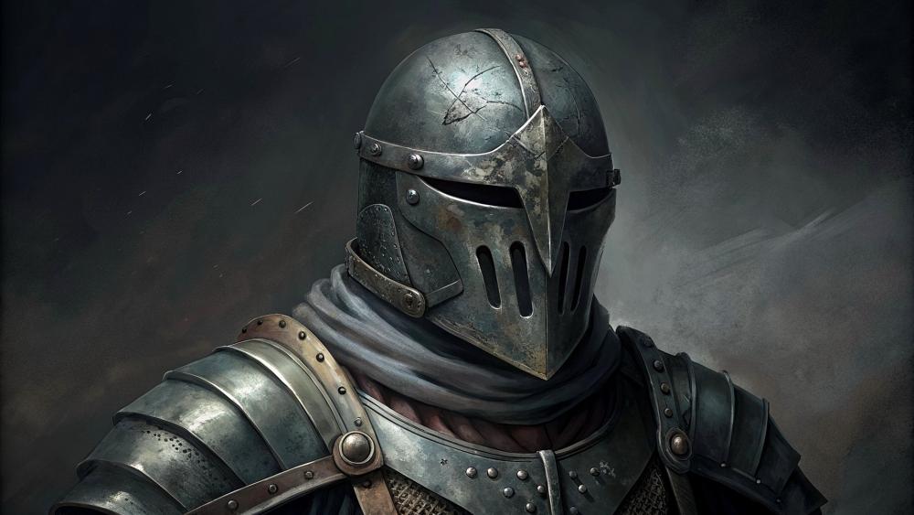 Steel Silence of the Medieval Knight in Shadowed Storm wallpaper