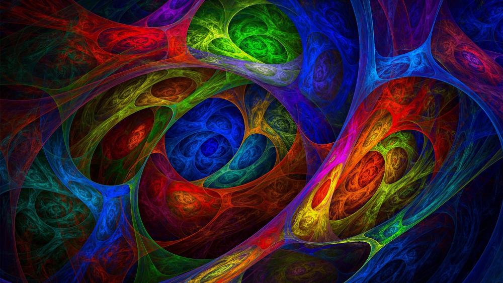 Neon Fractal Vortex in Psychedelic Multicolor Flow wallpaper