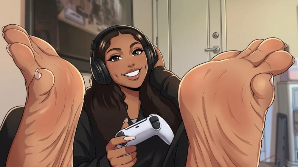 Cozy Anime Gamer Girl Lounge With Headset And Controller wallpaper
