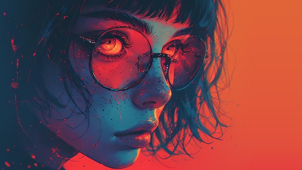 Neon Crimson Gaze Anime Portrait in Ultra Detailed 4K wallpaper