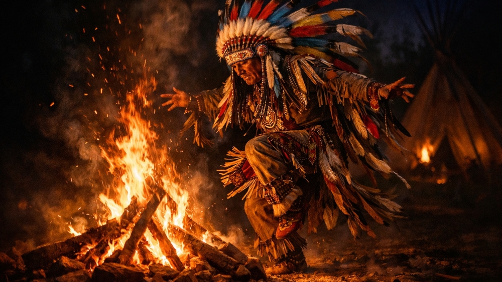 Feathered Fire Dancer Under Midnight Skies wallpaper