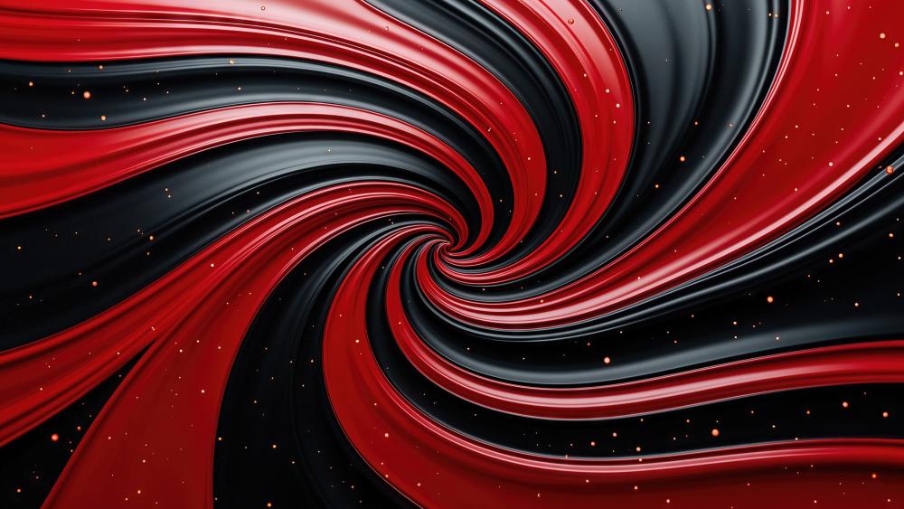Crimson and Onyx Vortex Spiral in Sleek 4K Abstract Flow wallpaper
