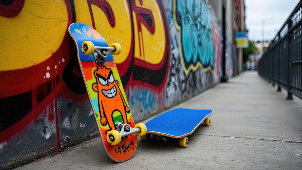 Graffiti Alley Skateboard Decks in Crisp 4K Street Style wallpaper