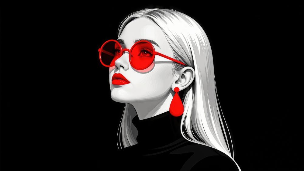Crimson Noir Muse in Minimal Pop Art Fantasy 4K wallpaper