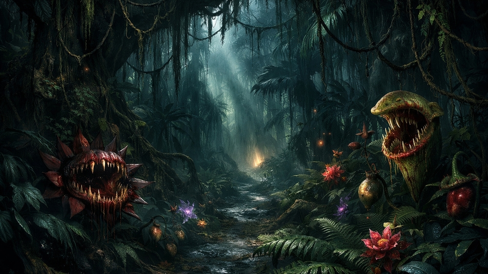 Whispers of the Carnivorous Rainforest Path wallpaper