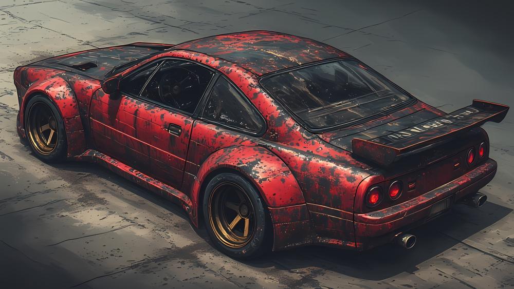Grunge Drift Sports Car in 4K Night Garage Mood wallpaper