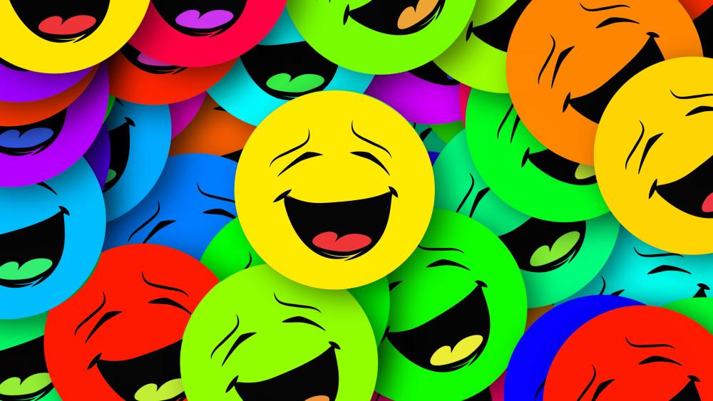 Rainbow Laugh Riot Smiley Emoticon Wallpaper in Vibrant 5K Color wallpaper
