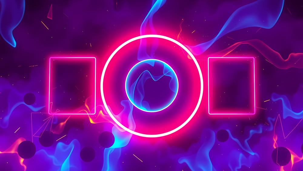 Neon Geometry Orbit in Electric Vaporwave Glow wallpaper