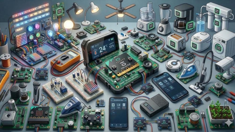 Microcontroller Smart Home Lab Circuit Boards Sensors and Robotic Gadgets wallpaper