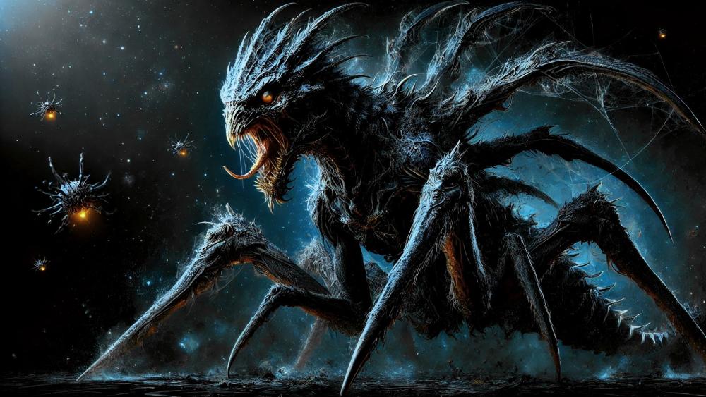 Eldritch Star Spider Rising from the Void wallpaper