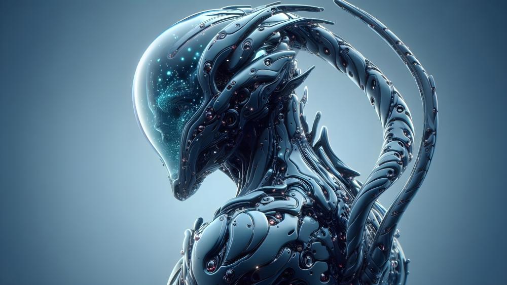 Azure Biomechanical Overlord of the Silent Nebula wallpaper