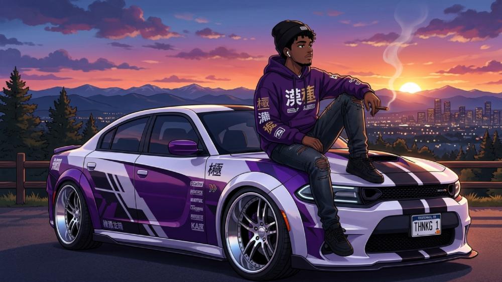 Golden Hour Drift Dreams in Anime Streetwear wallpaper