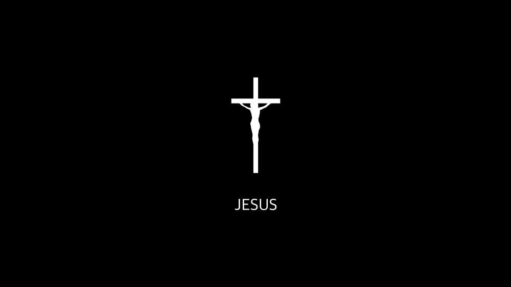 Minimalist White Crucifix on Deep Black Abstract Background wallpaper
