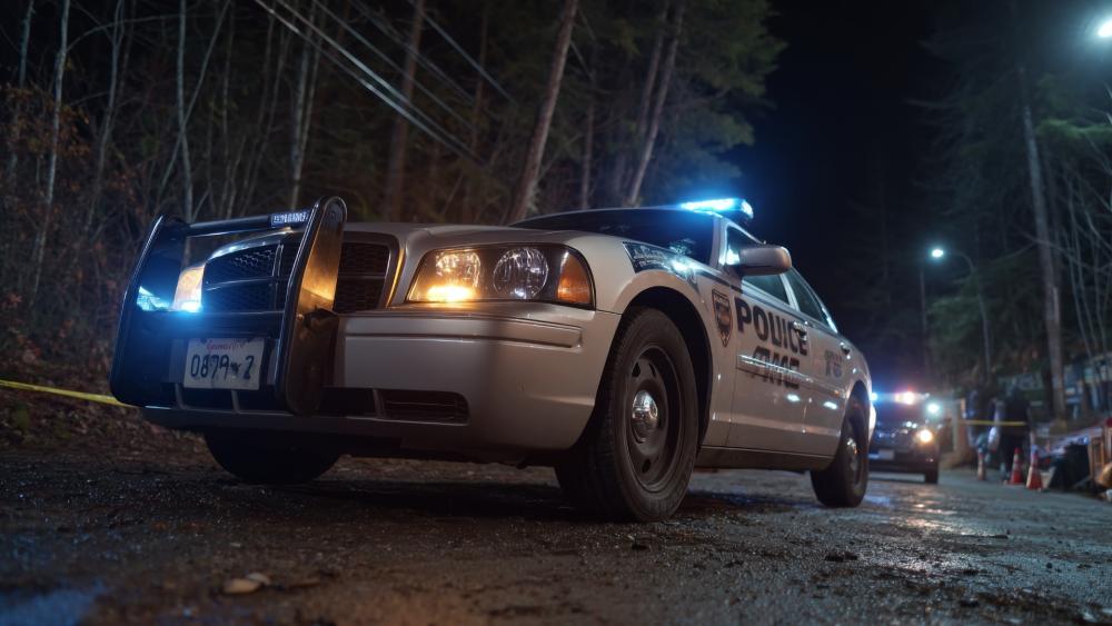Ford Crown Victoria Police Interceptor Night Patrol Scene wallpaper