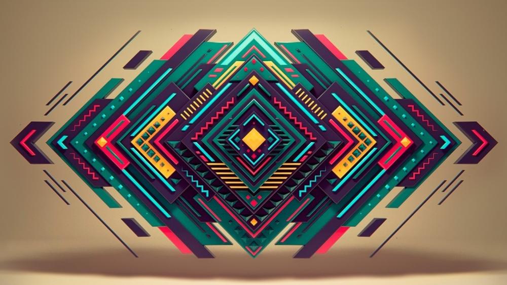 Laminated Neon Symmetry in Abstract Geometric Light Design wallpaper