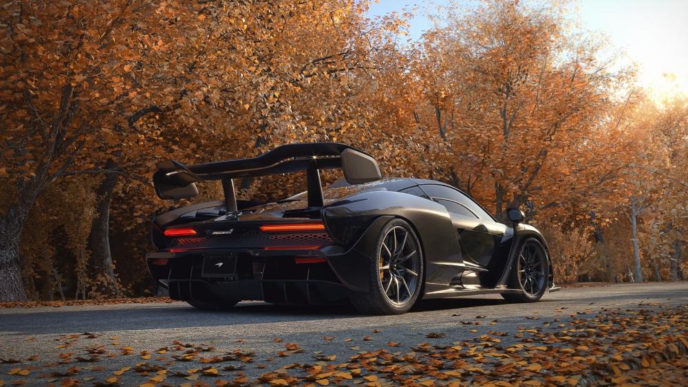 McLaren Senna Supercar in Autumn Road Twilight wallpaper
