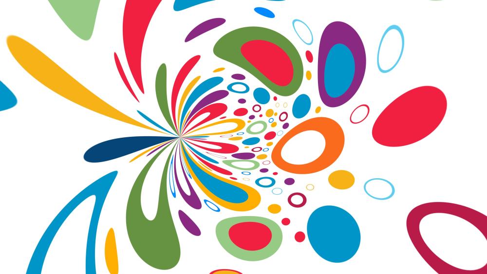 Color Burst Vortex on Clean White Abstract Canvas wallpaper