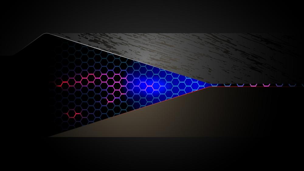 Neon Honeycomb Mesh Slice in Shadowed Metallic Abstract wallpaper