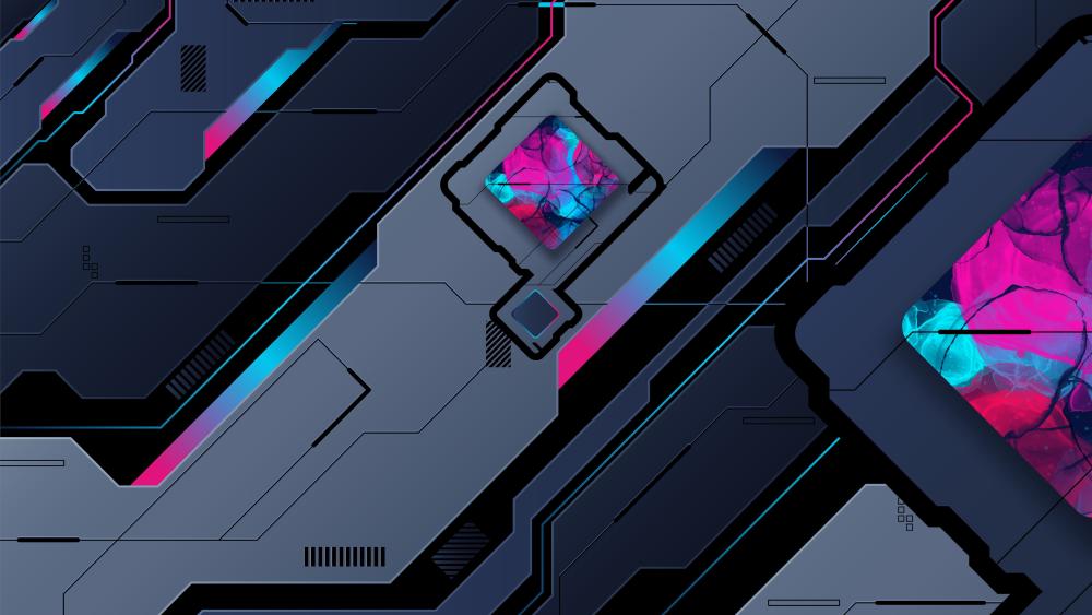 Neon Circuit Geometry Minimalist Cybertech Abstract Wallpaper wallpaper