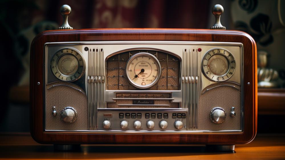 Vintage Shortwave Radio Elegance in Retro 4K Technics Wallpaper wallpaper