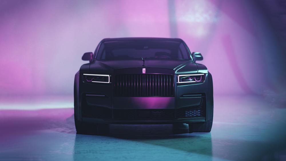 Midnight Rolls-Royce Wraith in Neon Glow 5K Luxury Wallpaper wallpaper