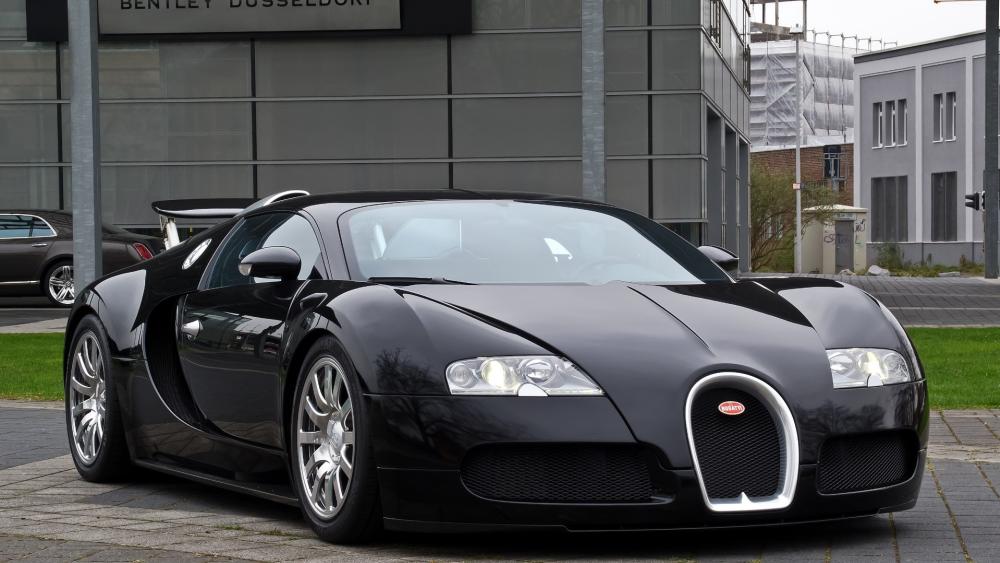 Black Bugatti Veyron Hypercar Elegance in the City wallpaper