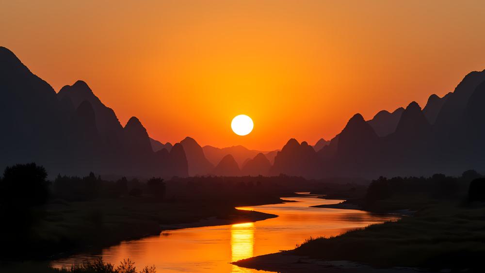 Golden River Sunset wallpaper