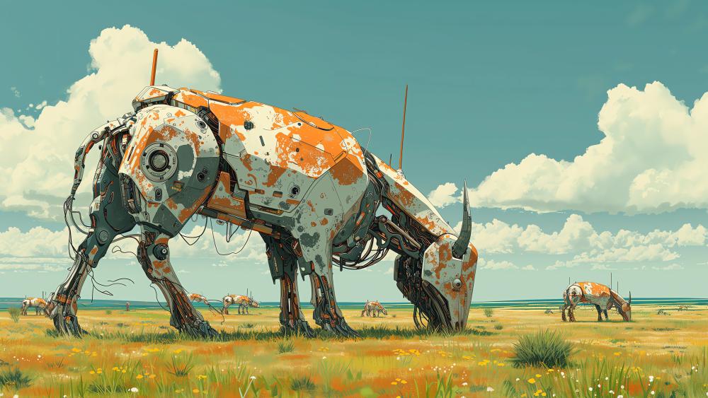 Cyber Grazers in the Prairie Sky wallpaper