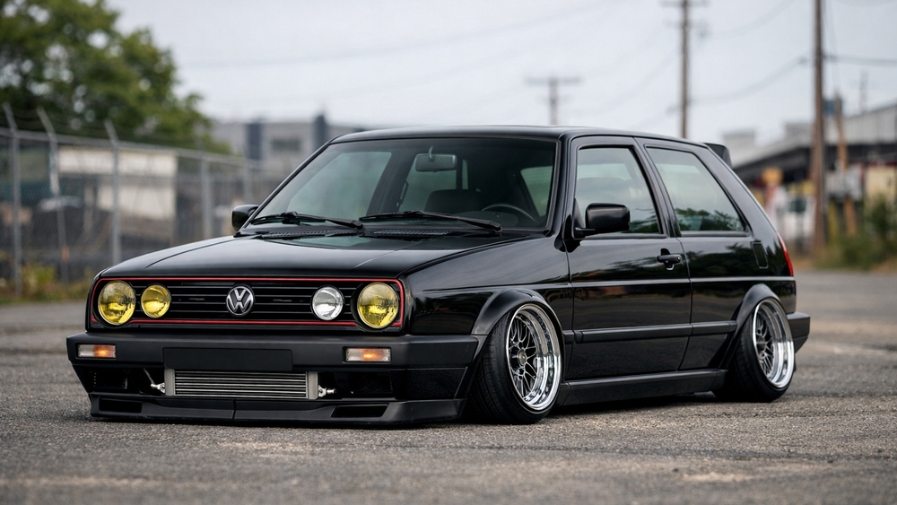 Stanced Volkswagen Golf Mk2 in Urban Style wallpaper
